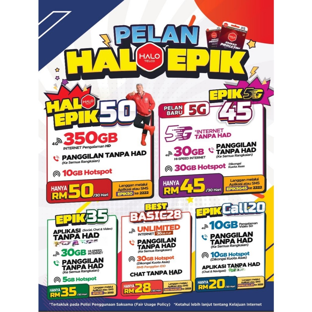 HALO TELCO (tunetalk) PLAN EPIK | Shopee Malaysia