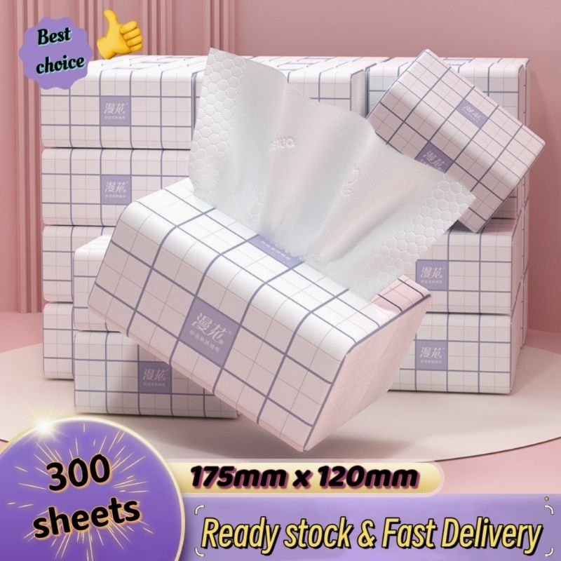 Ready Stock (4 Ply 300 Sheets] Tisu Soft Facial Tissue Paper Wood ...