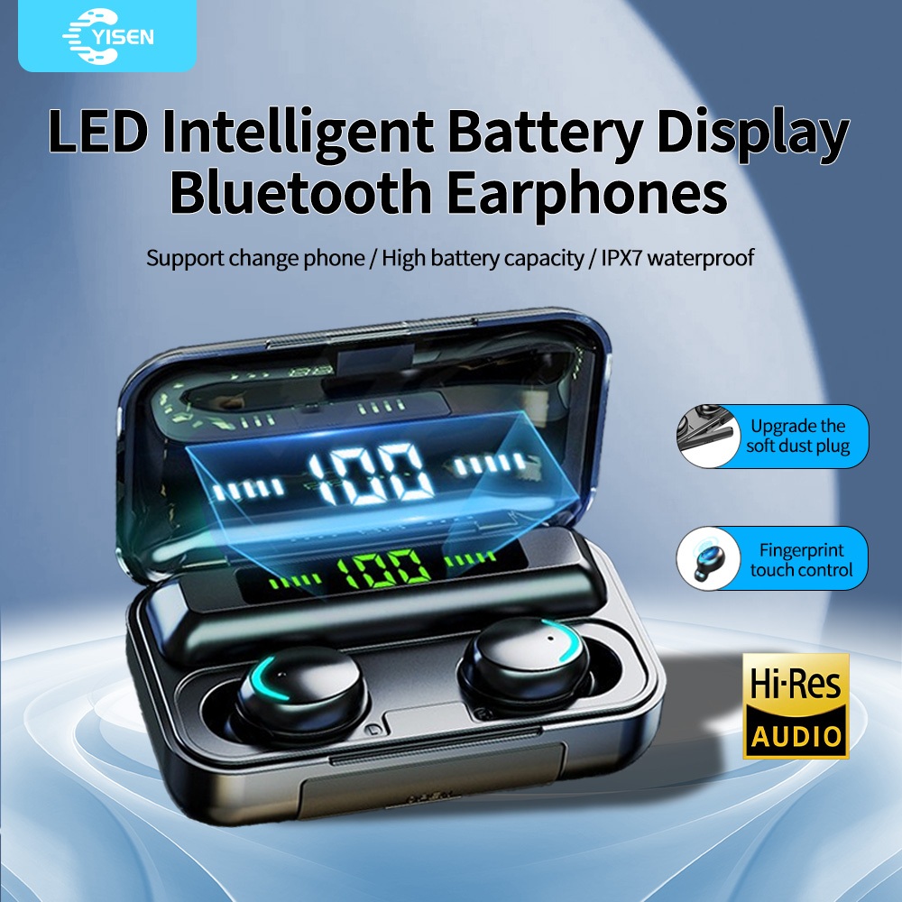 Ready Stock F9 Bluetooth Earphone 5 0 Tws Led Display 8d Bass Stereo