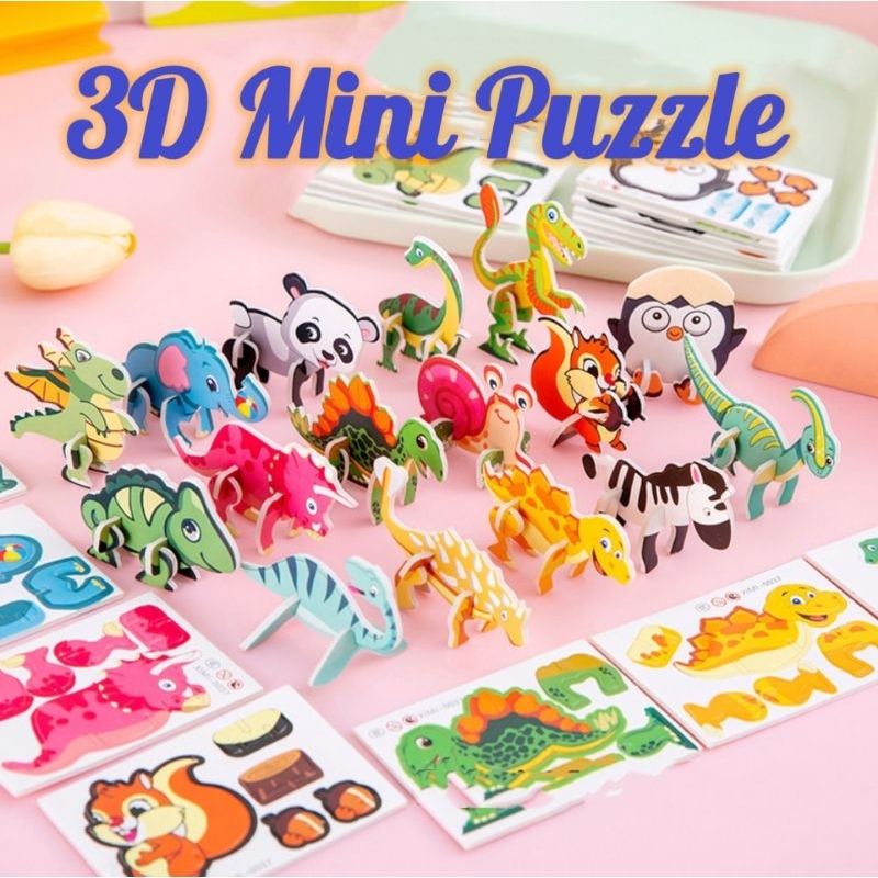 Teka-Teki Anak Patung Kertas 3D Mini Small Dinosaur Shape Insects ...