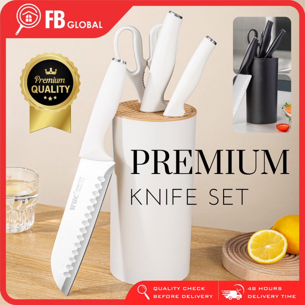 Premium White Knife Set With Holder Made In Japan Kitchen Knife Set