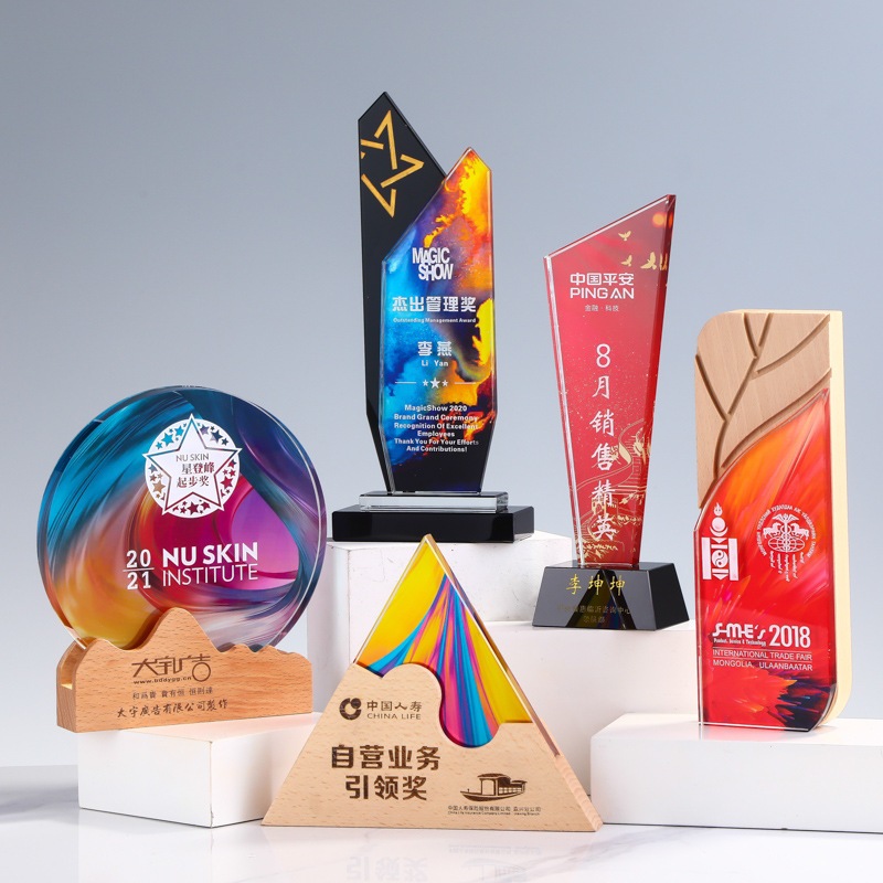 High-grade wooden crystal trophy custom-made creative medal solid wood ...