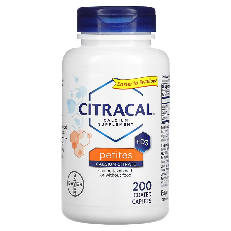 Citracal, Calcium Supplement +D3, Petites, 200 Coated Caplets | Maximum ...