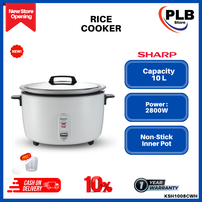 SHARP RICE COOKER KSH1008CWH (10L/2800W/53 Cups) | Shopee Malaysia