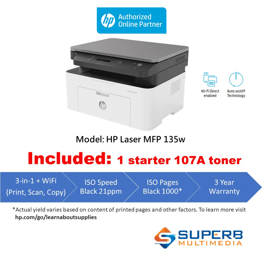 HP Laser MFP 135w 136w Printer (Print,Scan,Copy,Wifi) | Shopee Malaysia