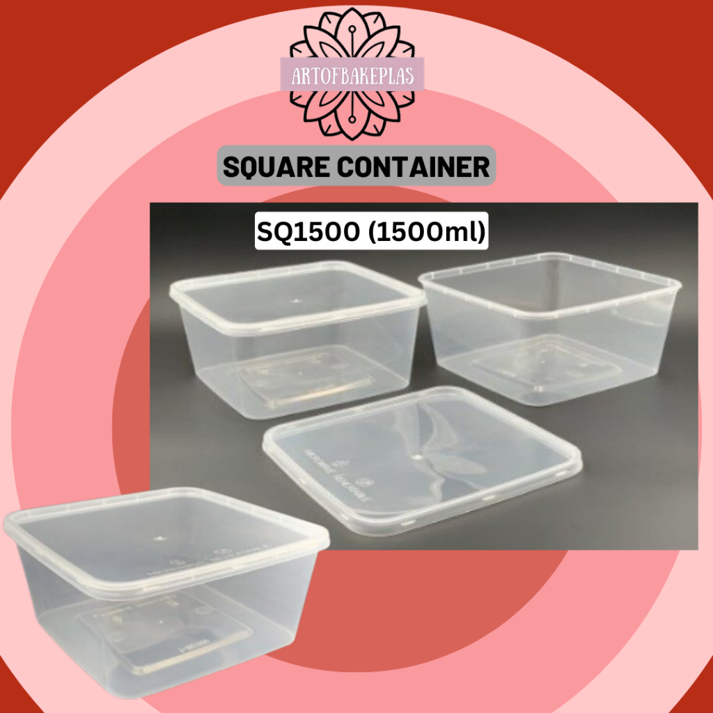 SQ1500 Square Disposable Plastic (5pcs) / Food Container / Bekas Petak ...