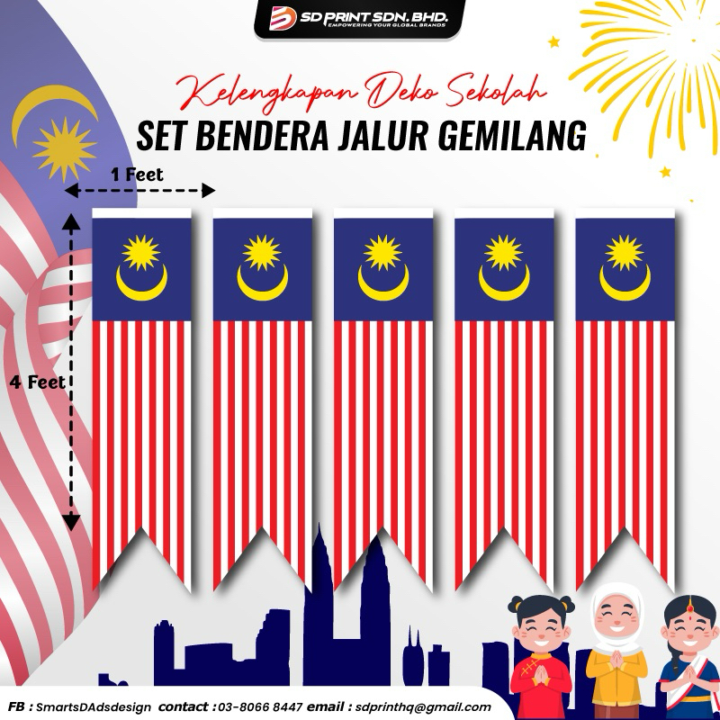 Malaysia Flag 1x4 kaki / Jalur Gemilang / 马来西亚国旗 / Bendera Malaysia ...