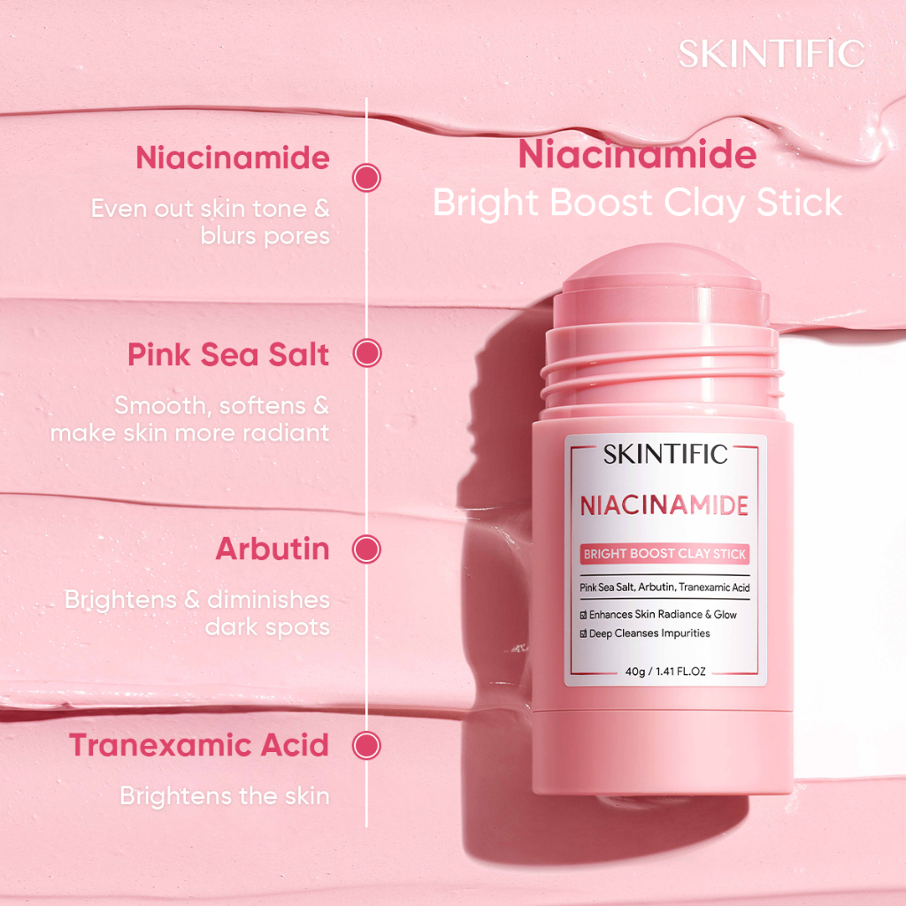 SKINTIFIC Niacinamide Bright Boost Clay Stick Glowing Bightening ...