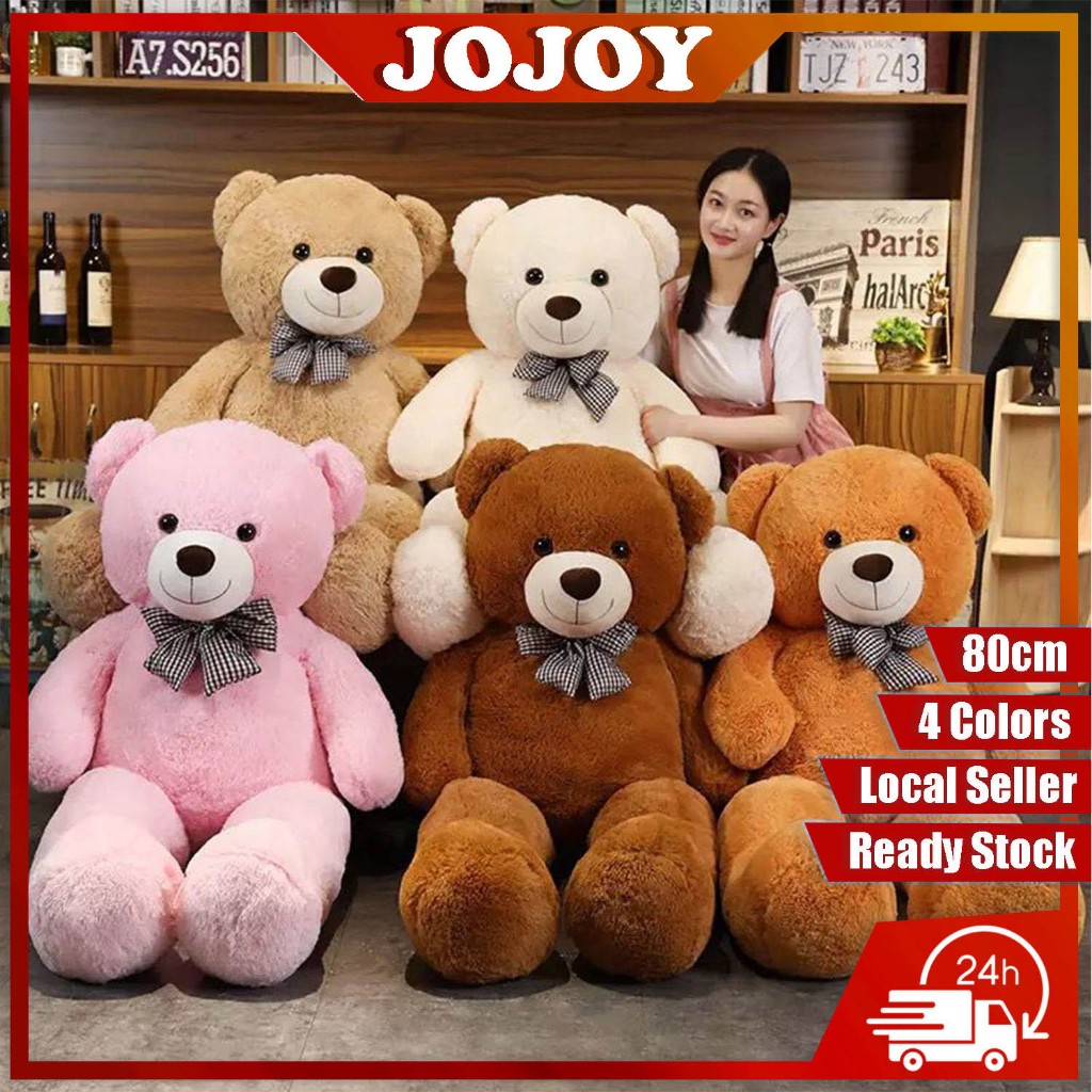 JOJOY 60cm 80cm Giant Teddy Bear Plush Doll Cute Stuffed Toys Patung  Beruang Besar Murah