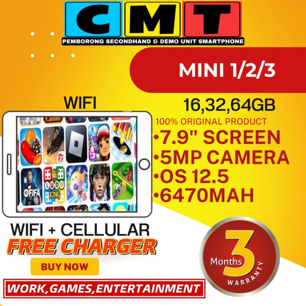 [READY STOCK] TABLET, TAB, PAD MINI 1, MINI 2, MINI 3 FOR WORK, GAMES ...