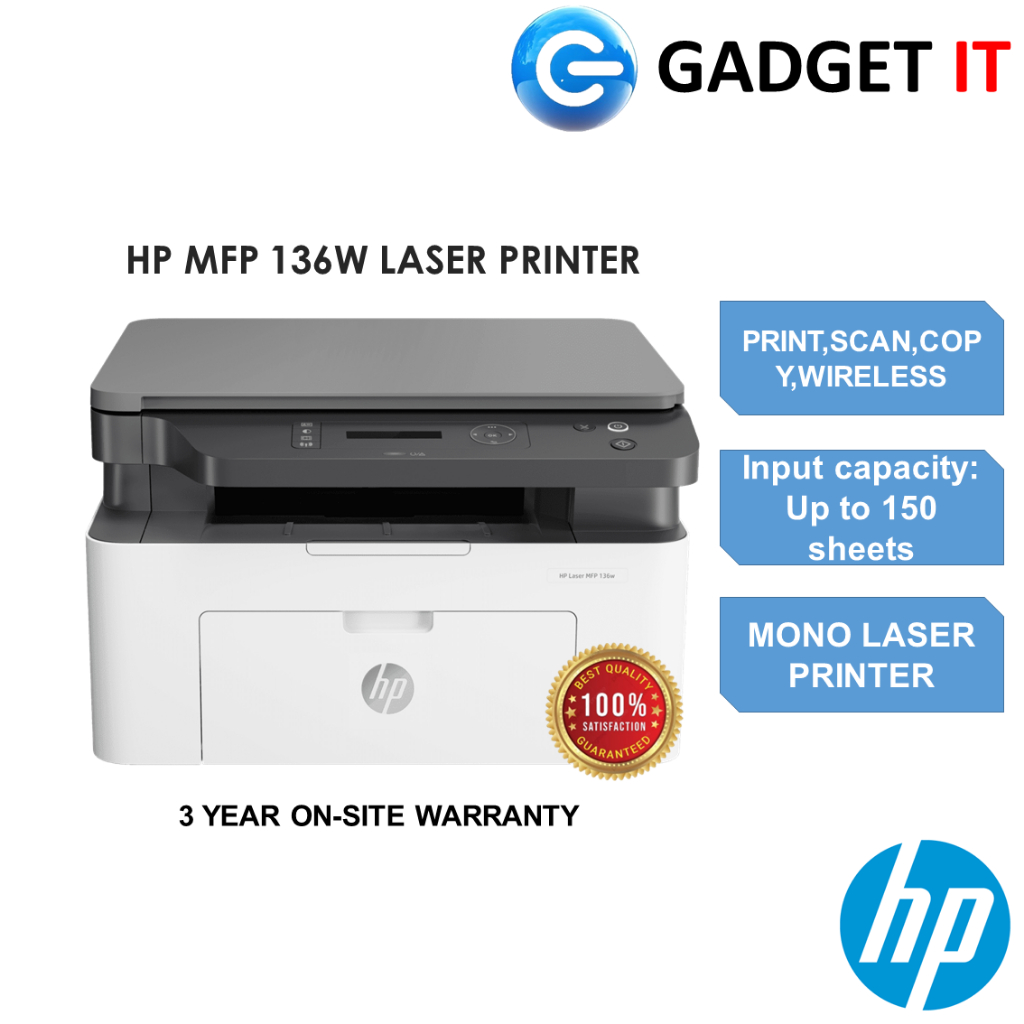 HP LASERJET MFP 136W PRINTER (PRINT,SCAN,COPY AND WIRELESS) MONOCHROME