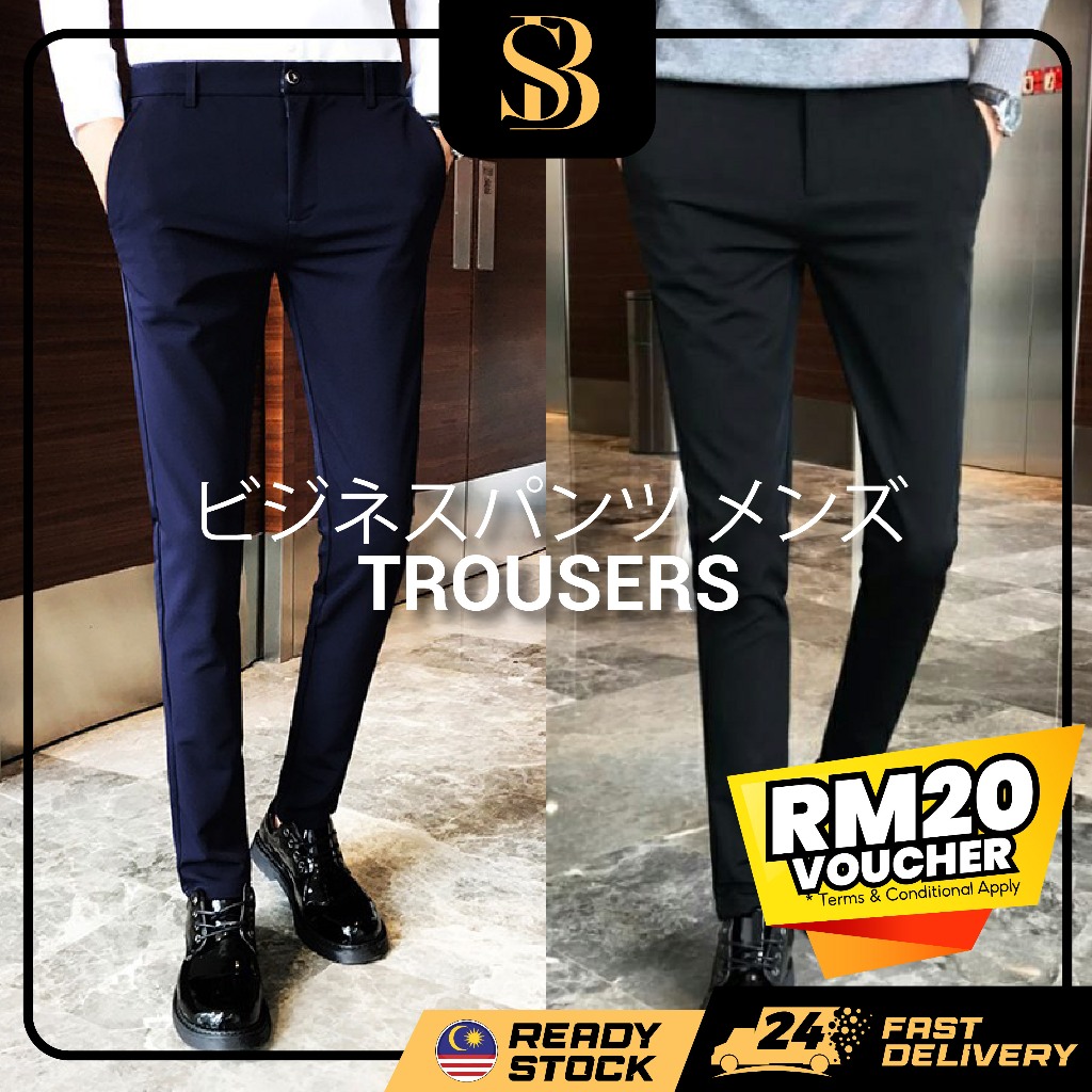 BOSC New Business Pants Men Solid Color Office Social Formal Suit Pants ...