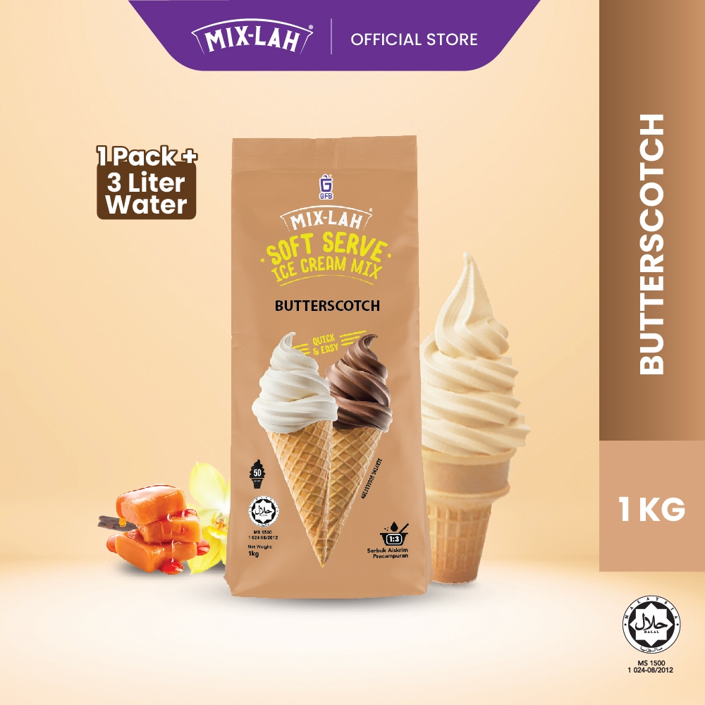 MIX-LAH Butterscotch Soft Serve Ice Cream Mix Powder (1kg) | Shopee ...