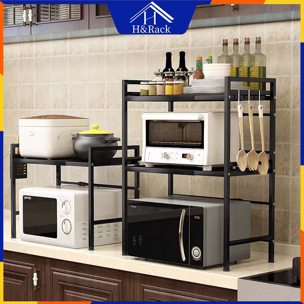H&Rack Microwave Rack Adjustable Oven Rack Kitchen Organizer Kitchen ...