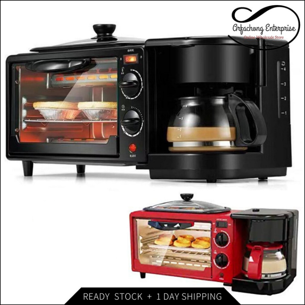 3 IN 1 Breakfast Maker Bread BBQ Grill Toaster Oven Coffee Maker ...