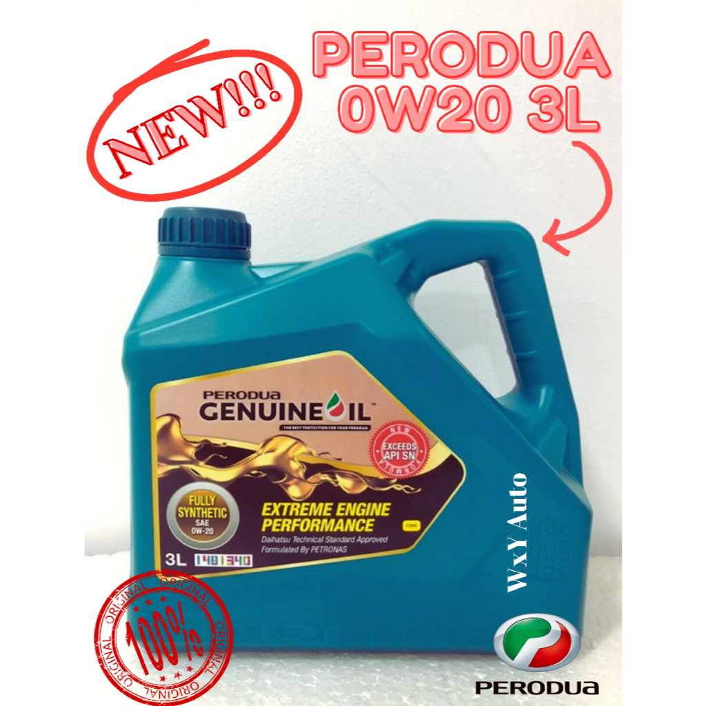 PERODUA FULLY SYNTHETIC SN-0W20 (0W-20) ENGINE OIL 3L + compatible ...