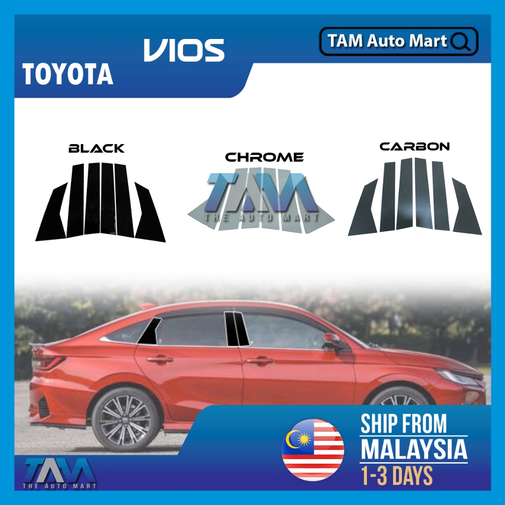 Toyota Vios AC100 Door Pillar Chrome Window Door PC Center Pillar Cover ...