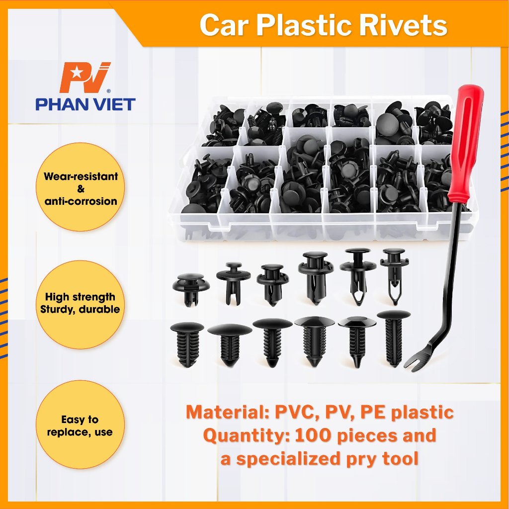 Clip Car 100 Pcs/box Automobile Bumpers Hole Plastic Push Screw Rivet ...