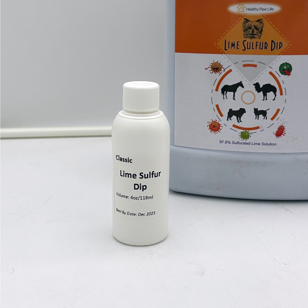 Classic Lime Sulfur Dip Mange Dip Antifungal Dip for Cats Dogs 4 8 16oz Multiple Pets per Prep