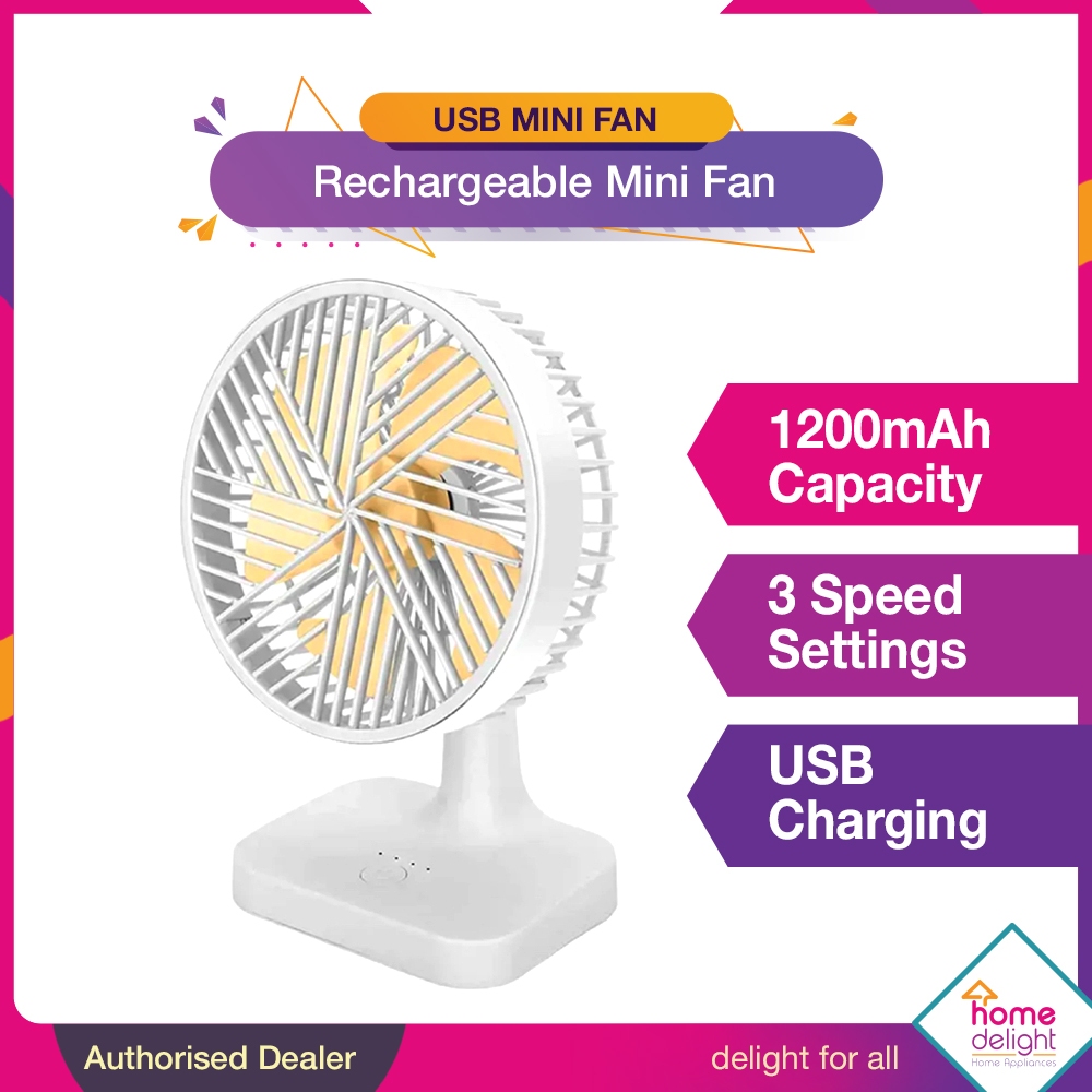 USB Mini Table Fan Rechargable 3 Speed Setting | Shopee Malaysia