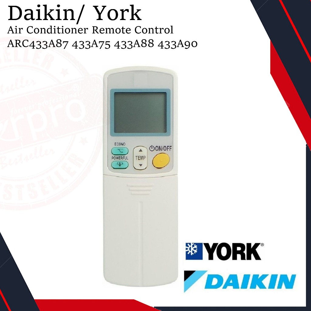 Daikin Télécommande de rechange ARC 433A87 – ARC 433A22 – ARC 433A88 pour climatiseur Daikin compatible avec les séries ARC 433A et ARC433B