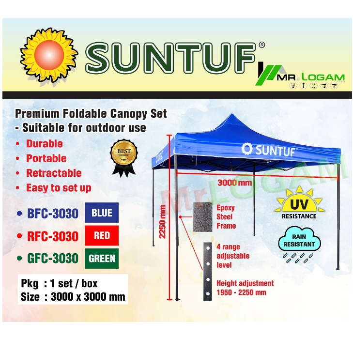 SUNTUF 10'x10' 3mx3m Full Set Folding Canopy Folding Camping Camp Tent ...