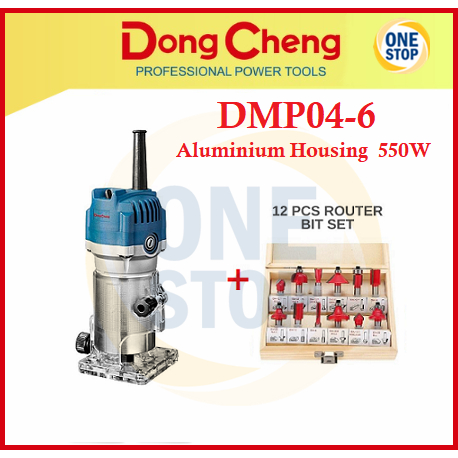 DONGCHENG DMP04-6 Router Trimmer Wood + 12Pcs Router Bit Set / Mesin ...