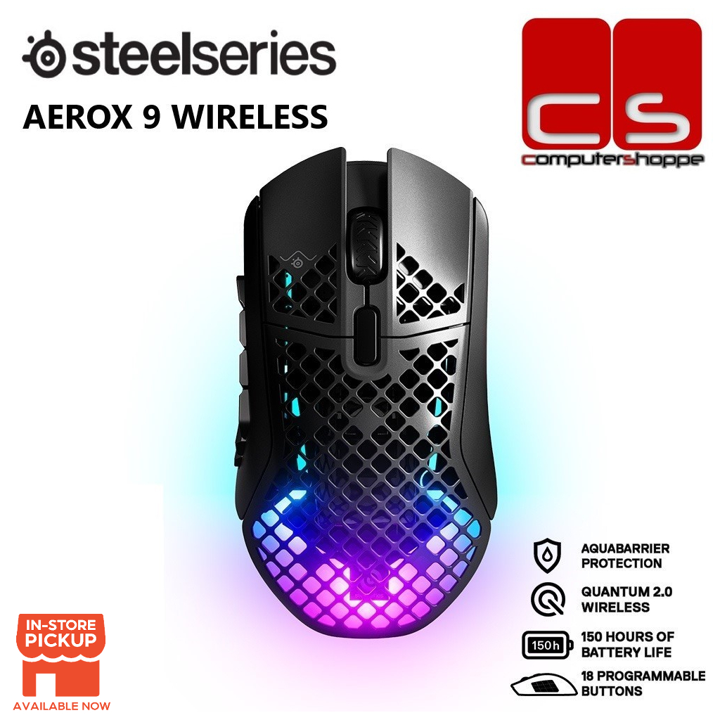 SteelSeries Aerox 9 Wireless + Bluetooth Ultra Lightweight MMO/MOBA ...