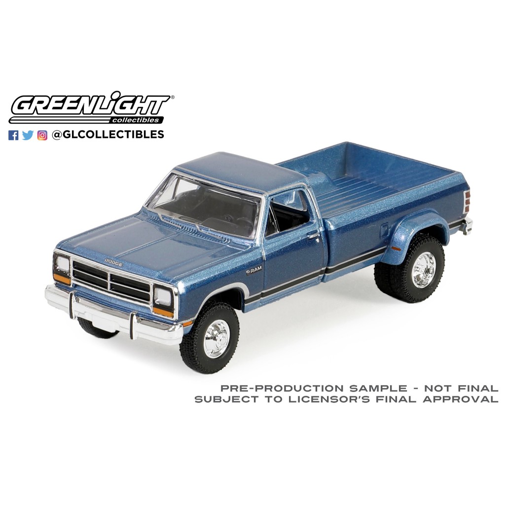 Greenlight Collectibles 1/64 1989 Dodge Ram D-350 Dually - Blue ...
