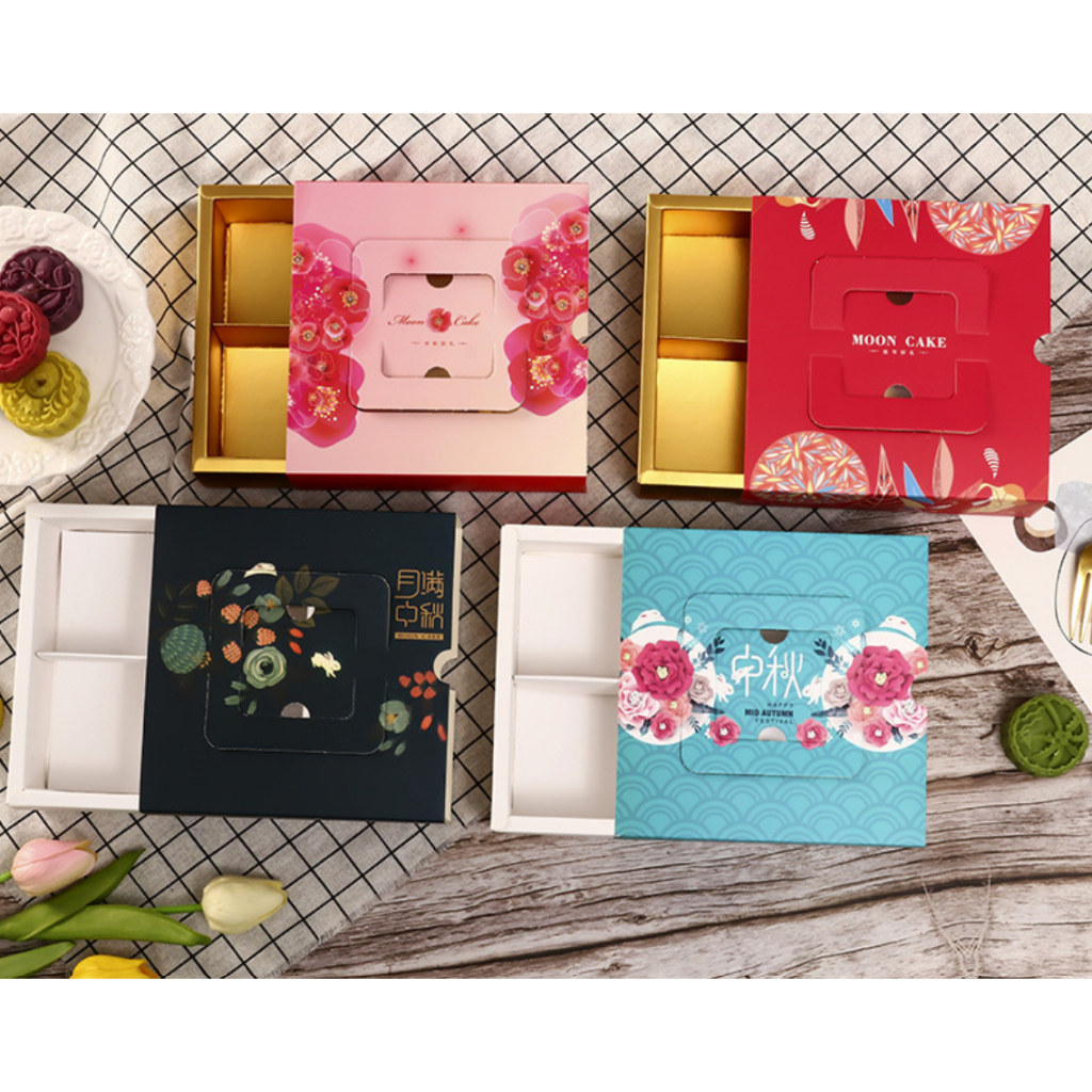 1pc 4holes Flower pattern potable mooncake box with handle,biscuit ...