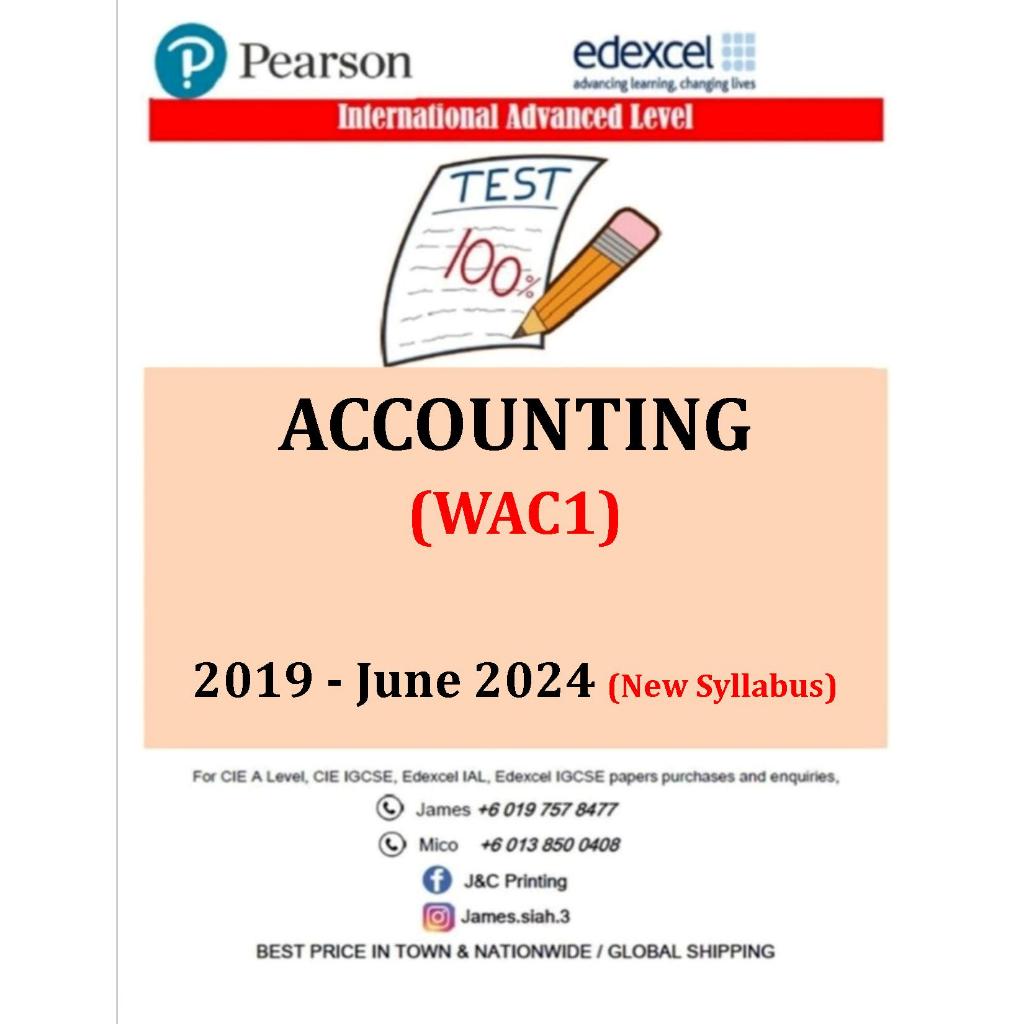 Edexcel A Level IAL Past Year Papers Accounting ( WAC1 )UNIT 1-UNIT 2 ...
