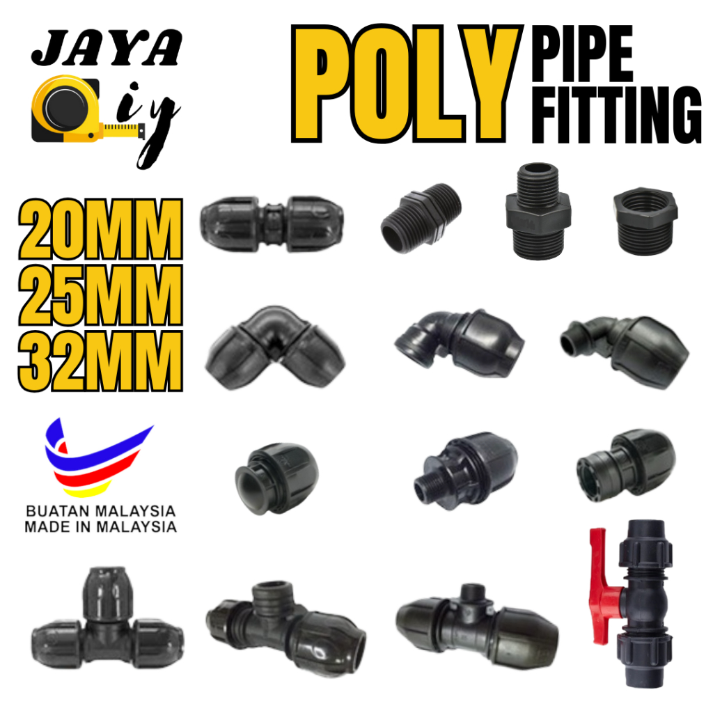 [1PCS] HDPE POLY Fitting Poly Pipe Connector Socket/Elbow/Tee/MTA/FTA ...