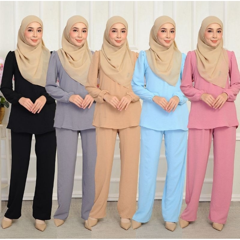 NEW SUIT CEY BLOUSE PALAZZO SET IRONLESS SET WARDA | Shopee Malaysia
