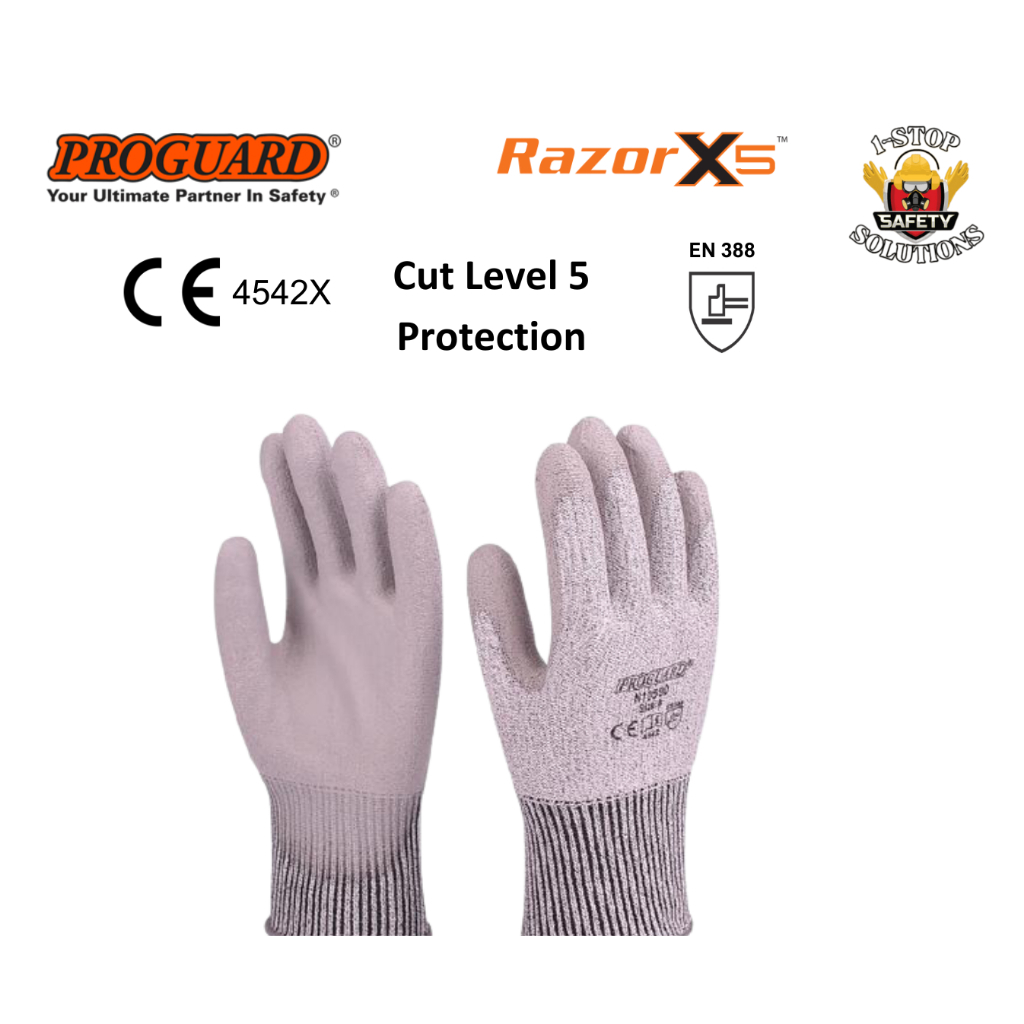 Proguard Razor X5 Cut Level 5 PU Coated Resistant Glove N10590 High ...