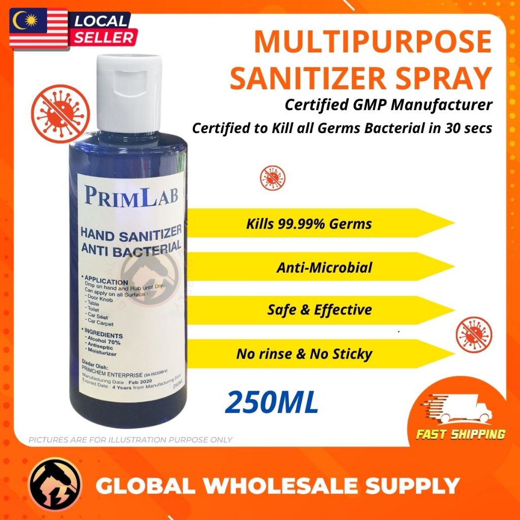 250ML Hand Sanitizer Multipurpose Kill Germs Bacteria Anti Bacterial ...