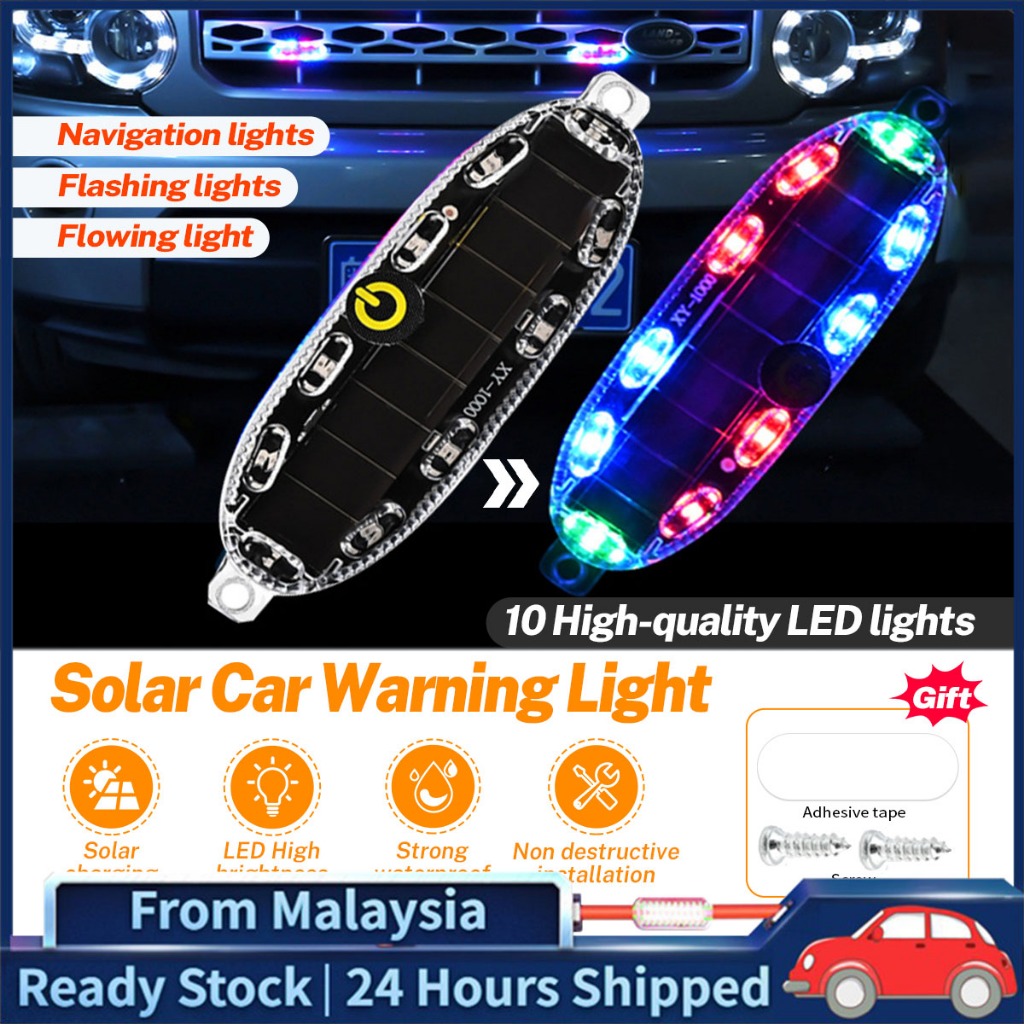 Solar Car Decorative Lights Warning Signal Lamp LED Flashlight ...