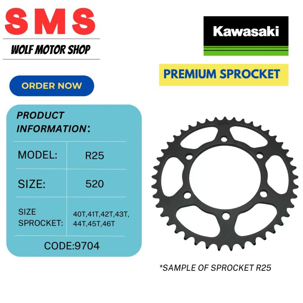 YAMAHA R25 R3 R-25 R250 SMS SPROCKET COMPLATE SET RK FRONT & REAR 520 ...