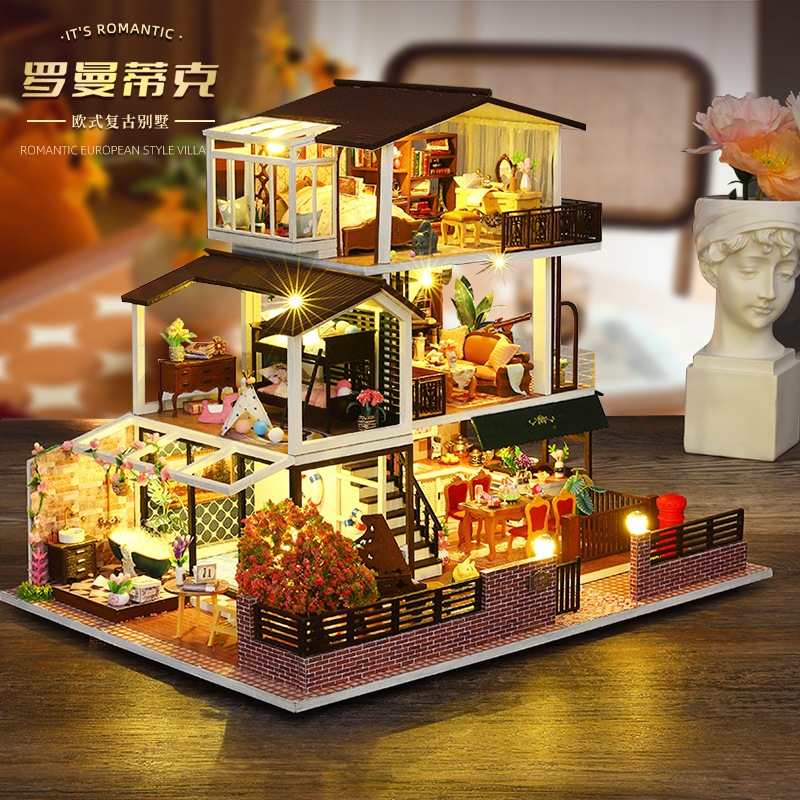 Dollhouse Miniature DIY Model Romantic Retro Villa P016 (Anti Dust ...