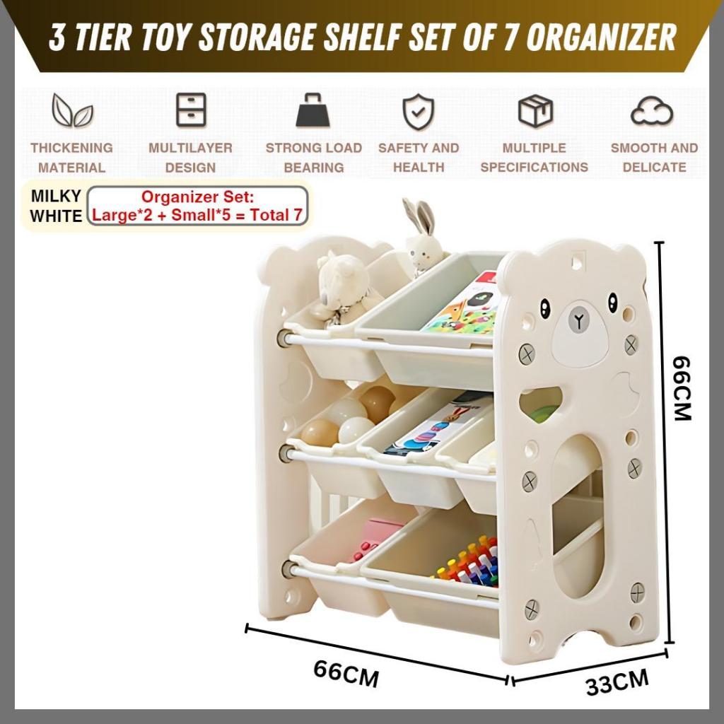 JOYEASE 3 Layers Cute Bear Design Kids Storage Cabinet Children Book ...