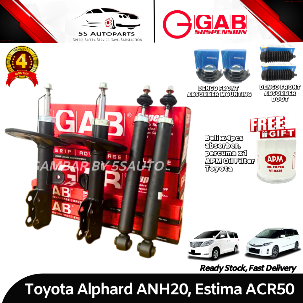 GAB Alphard ANH20 & Estima ACR50 Front (Depan) & Rear (Belakang) Gas ...