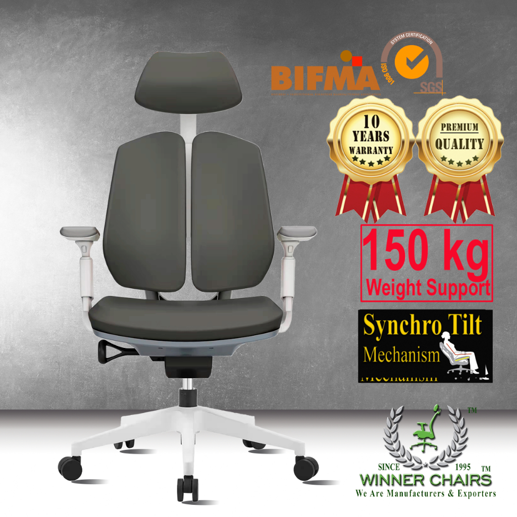 DUOREST WN 92A-GRY 10-Years Warranty Ergonomic Chair -WINNER