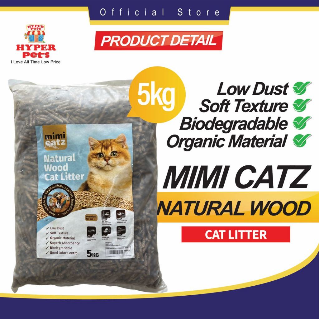 PHA002 MIMI CATZ NATURAL WOOD CAT LITTER 5KG