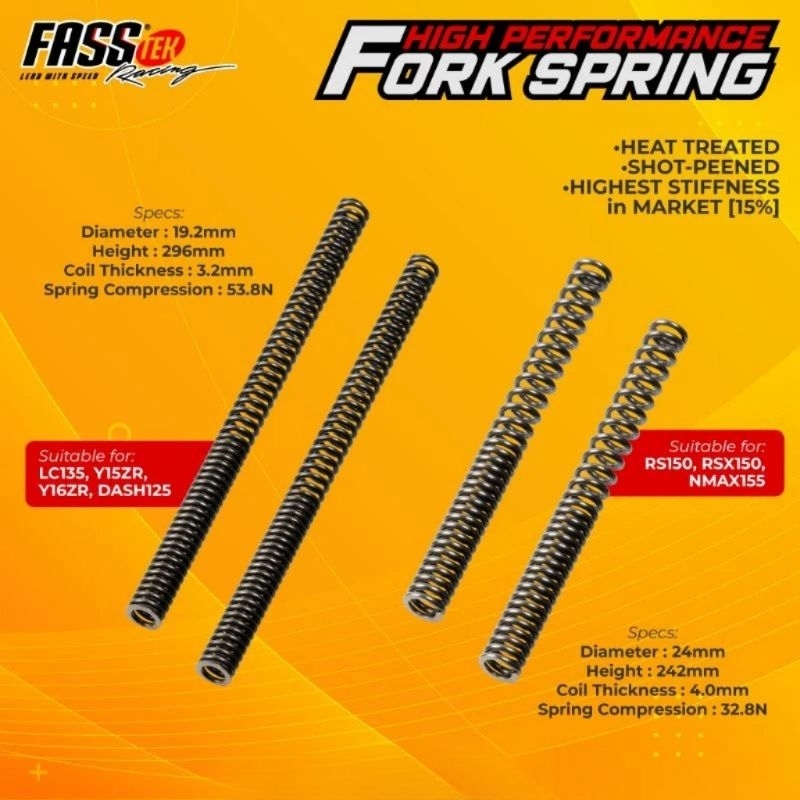 Fasstek Racing Fork Spring LC135 V1-V8 Y15ZR V1 V2 Y16ZR RS150 RSX150 ...