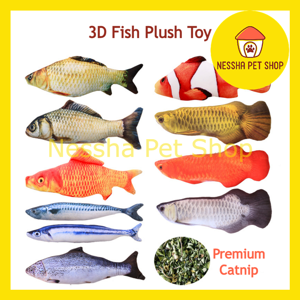 CAT 3D FISH PLUSH TOY PILLOW BITE CHEW KITTEN MAINAN KUCING ARTIFICIAL STIMULATION CATNIP FAKE FISH Shopee Malaysia