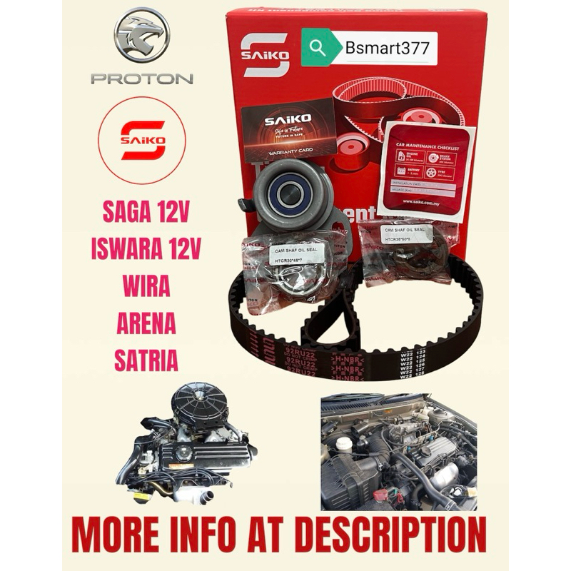 Proton timing belt kit set saiko 92ru22 saga12v iswara 12v/wira/arena ...