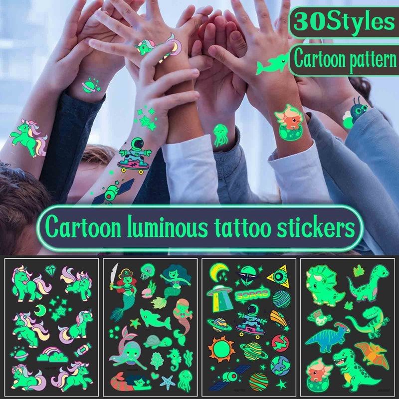 Cartoon Luminous Tattoo Sticker Children's Cute Body Art Party ...