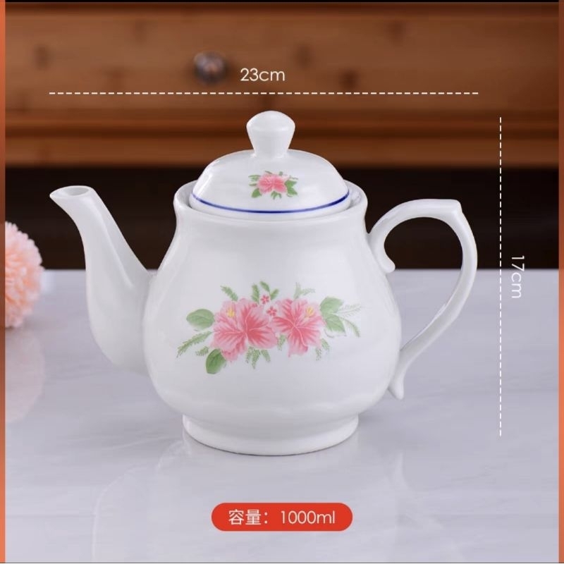 Vintage Teapot Teko Hotel Ceramic 1000ml Tea Set Cerek Teh Air Coffee ...