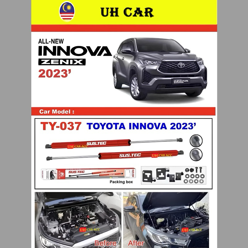 (SUSTEC) Toyota Innova Zenix AG10 2023 2024 Front Bonnet Damper Hood ...
