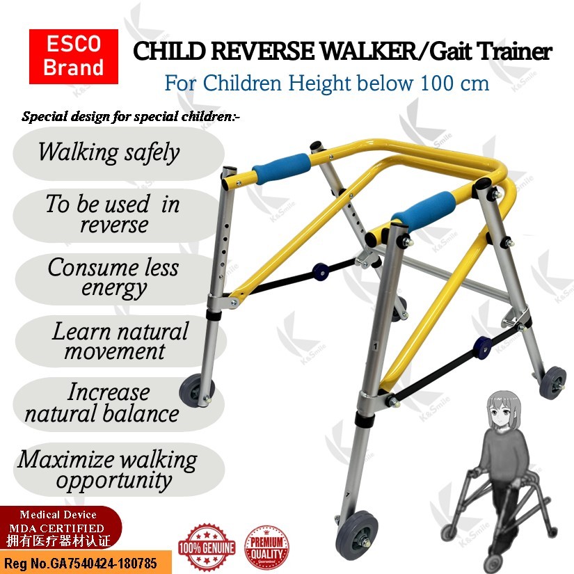 Esco Child Reverse Walker/Gait Trainer/Alat Latihan Berjalan Beroda utk ...
