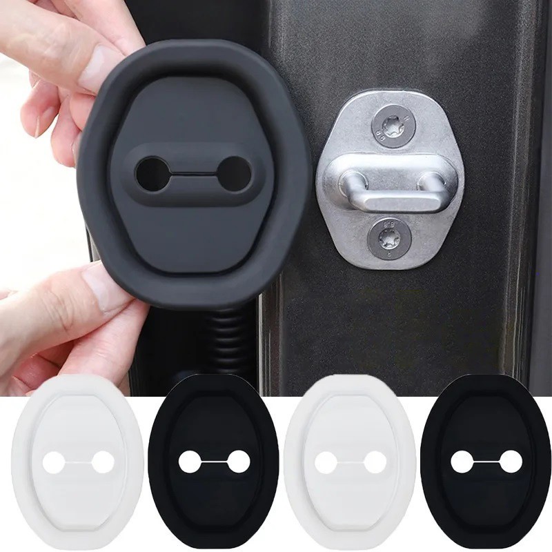 2PCS Car Door Lock Cover Protector Silicone Rubber Door Lock Buckle ...